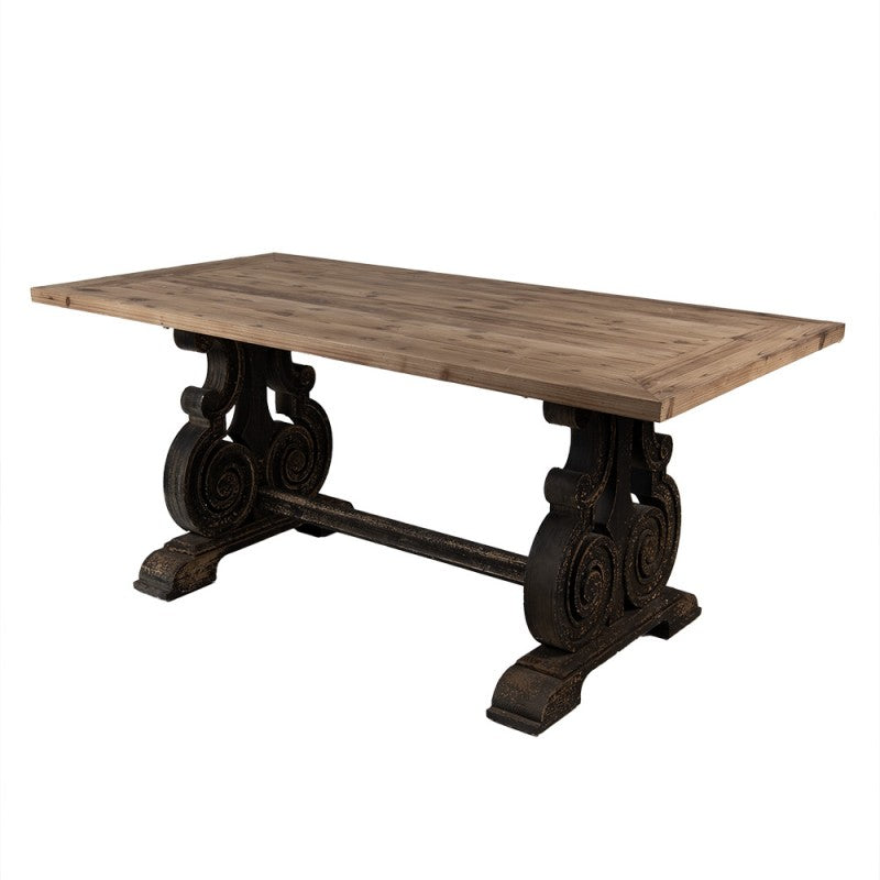 Esstisch Vintage Braun Schwarz 180 cm – eleganter Holztisch im klassischen Stil