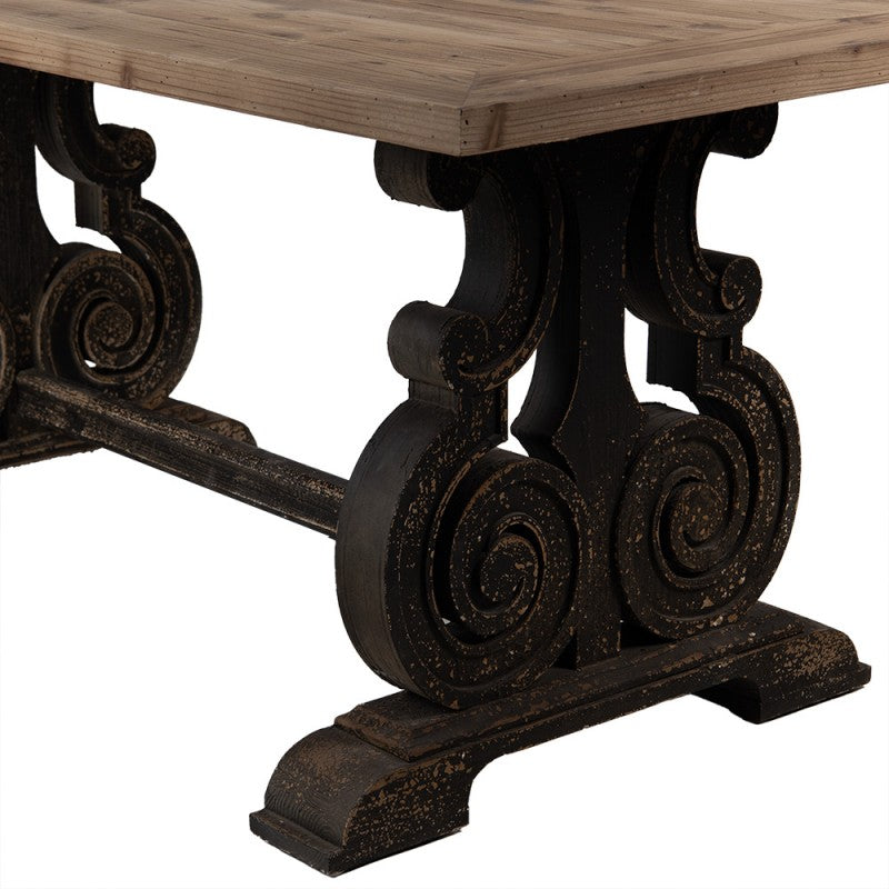 Esstisch Vintage Braun Schwarz 180 cm – eleganter Holztisch im klassischen Stil