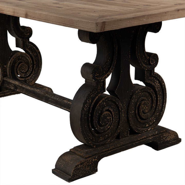 Esstisch Vintage Braun Schwarz 180 cm – eleganter Holztisch im klassischen Stil