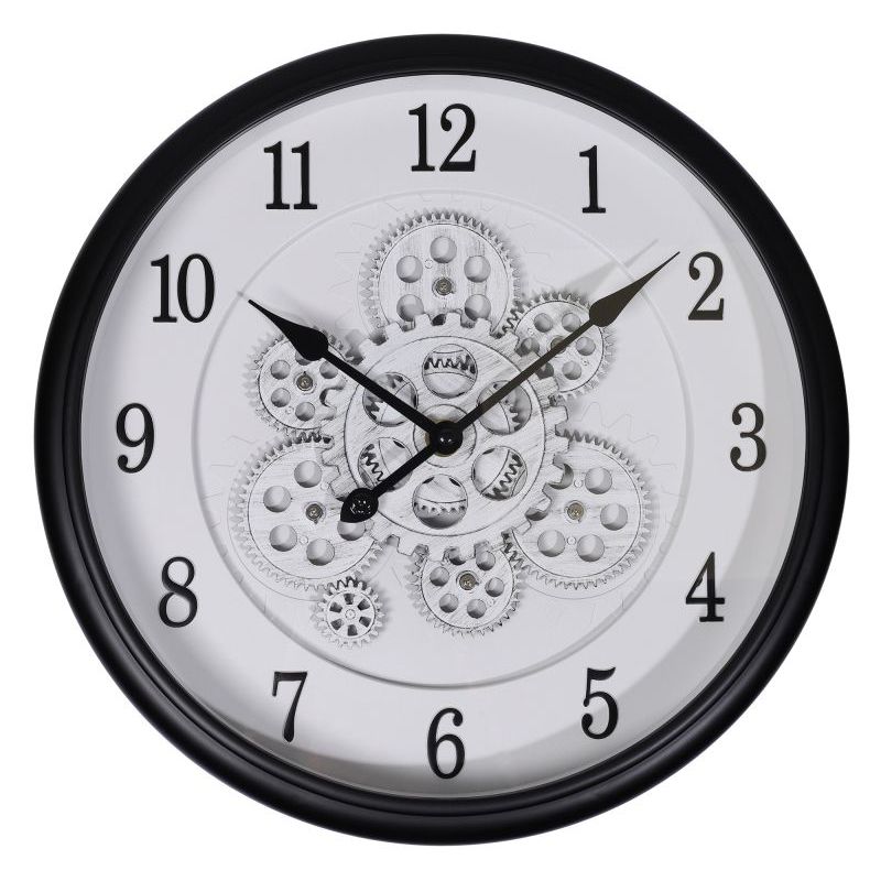 Skelett Wanduhr Industrial Vintage – moderne Wanduhr mit Zahnrad Design in Schwarz und Weiß
