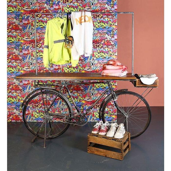 Fahrradgarderobe,Mangoholz/Metall - Luxurelle-Shop