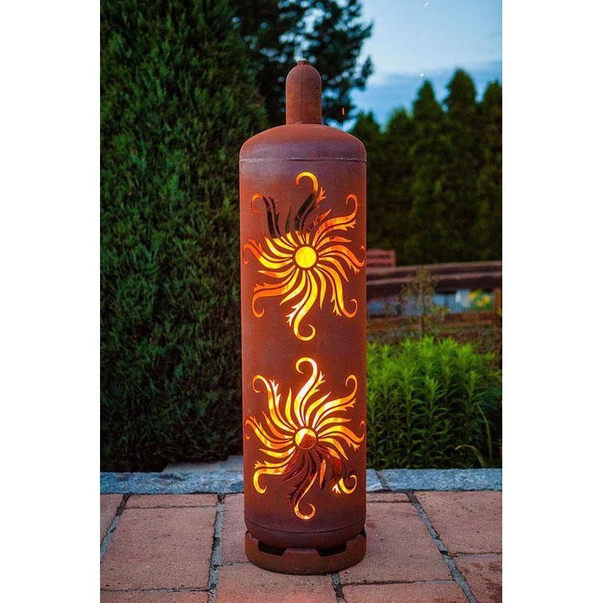 Feuersäule Gasflasche Sonne / Handarbeit Made in Germany - jeder Artikel ein Unikat - Luxurelle-Shop