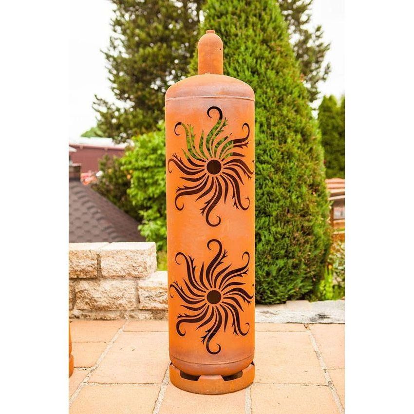 Feuersäule Gasflasche Sonne / Handarbeit Made in Germany - jeder Artikel ein Unikat - Luxurelle-Shop