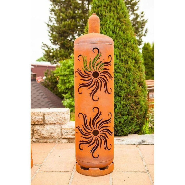 Feuersäule Gasflasche Sonne / Handarbeit Made in Germany - jeder Artikel ein Unikat - Luxurelle-Shop