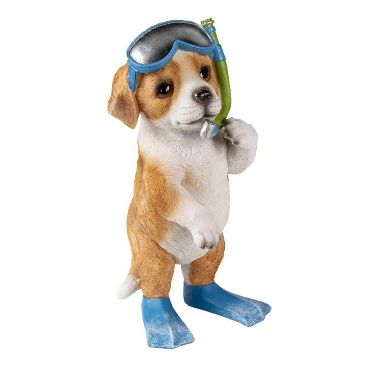 Dekofigur Hund Taucher – originelle Tierfigur aus Polyresin in Braun
