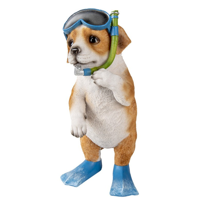 Dekofigur Hund Taucher – originelle Tierfigur aus Polyresin in Braun