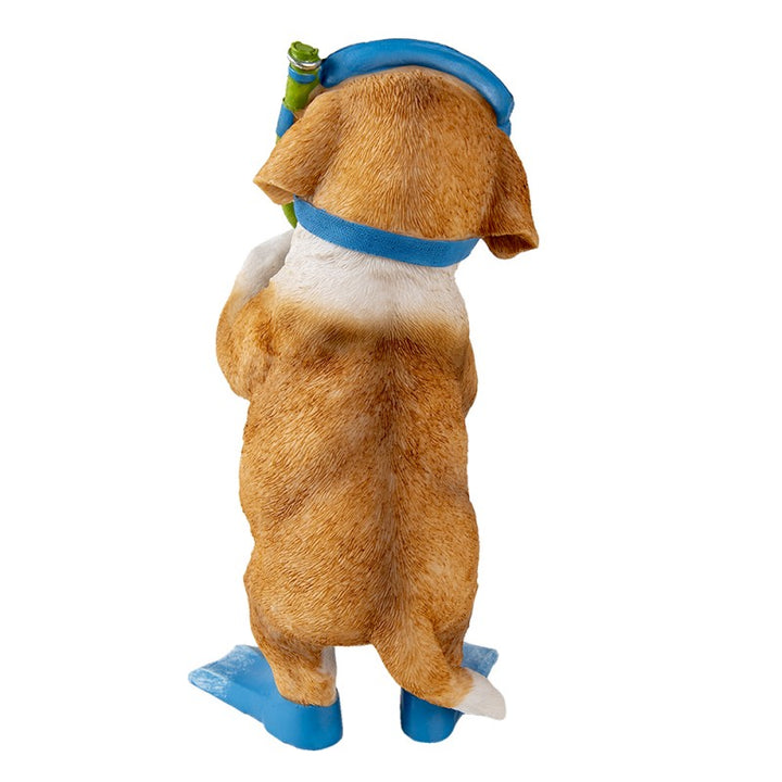 Dekofigur Hund Taucher – originelle Tierfigur aus Polyresin in Braun