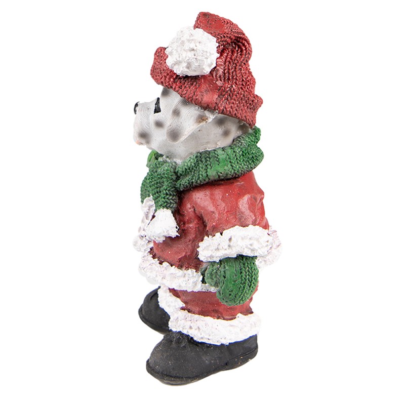 Dekofigur Hund Weihnachten – festliche Tierfigur aus Polyresin in Rot und Grün