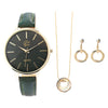 Gina Tylor Damengeschenkset mit Armbanduhr, Halskette und Ohrringen, dunkelgrün/goldfarbig - Luxurelle-Shop