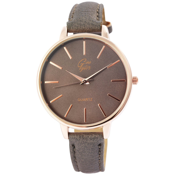 Gina Tylor Damengeschenkset mit Armbanduhr, Halskette und Ohrringen, grau/roségoldfarbig - Luxurelle-Shop