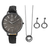 Gina Tylor Damengeschenkset mit Armbanduhr, Halskette und Ohrringen, schwarz/anthrazit - Luxurelle-Shop