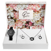 Gina Tylor Damengeschenkset mit Armbanduhr, Halskette und Ohrringen, schwarz/anthrazit - Luxurelle-Shop