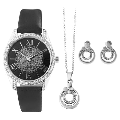 Gina Tylor Geschenkset mit Armbanduhr und Schmuckset aus Kette und Ohrsteckern - Luxurelle-Shop