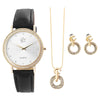 GinaTylor Damengeschenkset mit Armbanduhr, Halskette und Ohrringen, schwarz/goldfarbig - Luxurelle-Shop