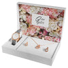 GinaTylor Damengeschenkset mit Armbanduhr, Halskette und Ohrringen,grau/roségoldfarbig - Luxurelle-Shop