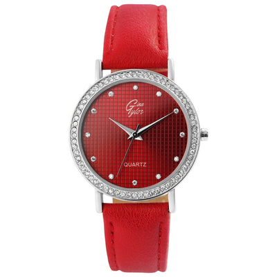 GinaTylor Damengeschenkset mit Armbanduhr, Halskette und Ohrringen,rot/silberfarbig - Luxurelle-Shop