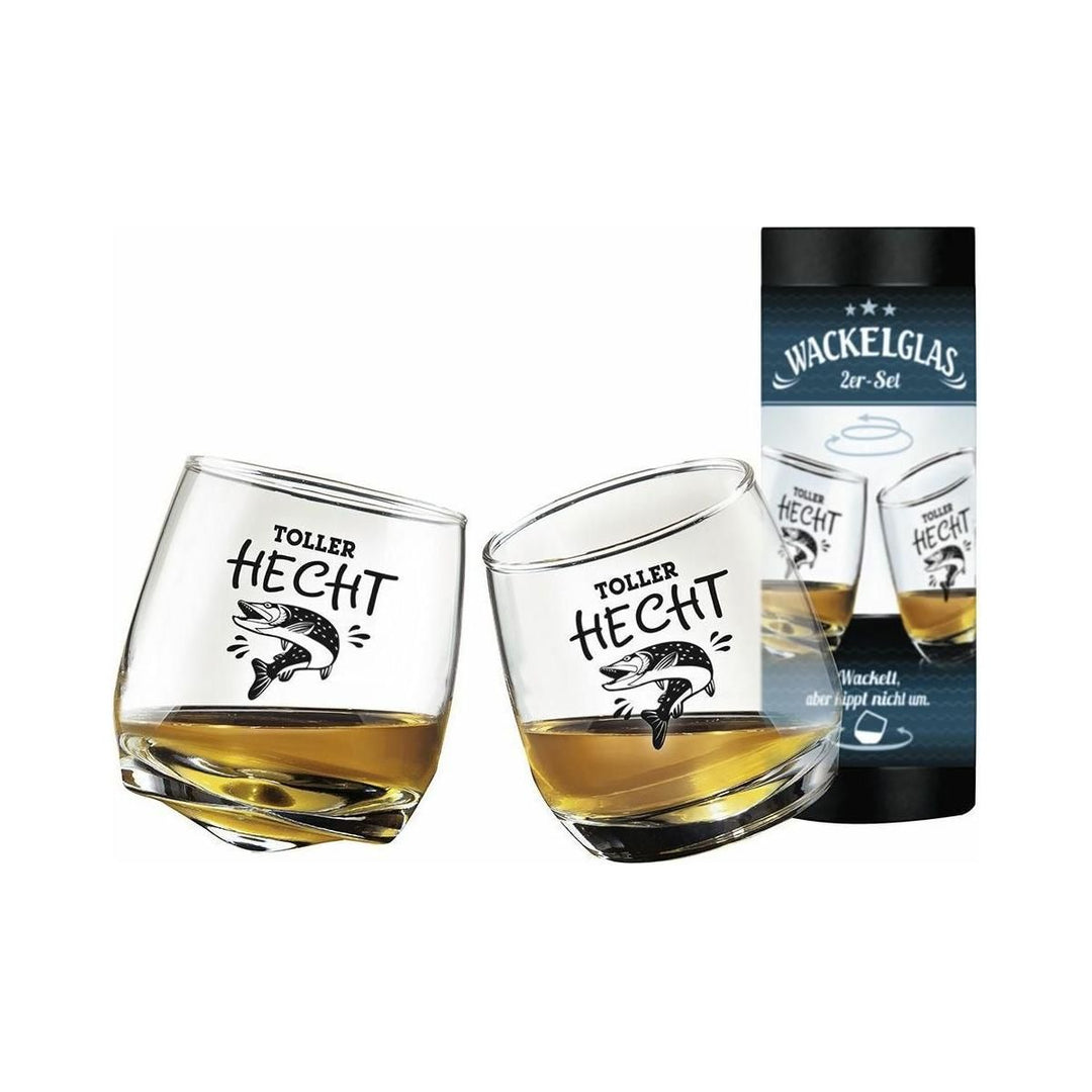 Glas Wackelglas "Hecht" 2er-Set - Luxurelle-Shop