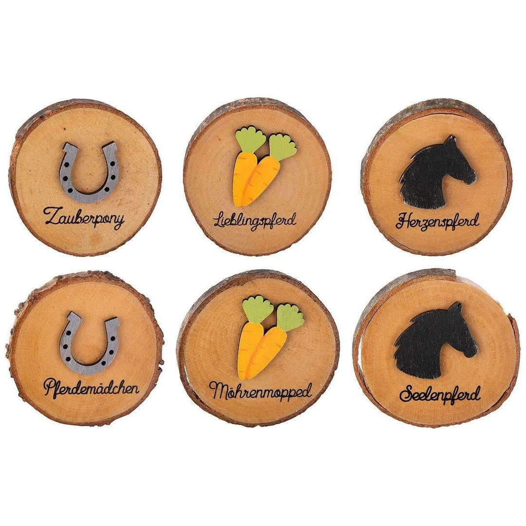 Gruß-Scheiben "Pferd" naturfarben, 3 verschiedene Symbole - Luxurelle-Shop
