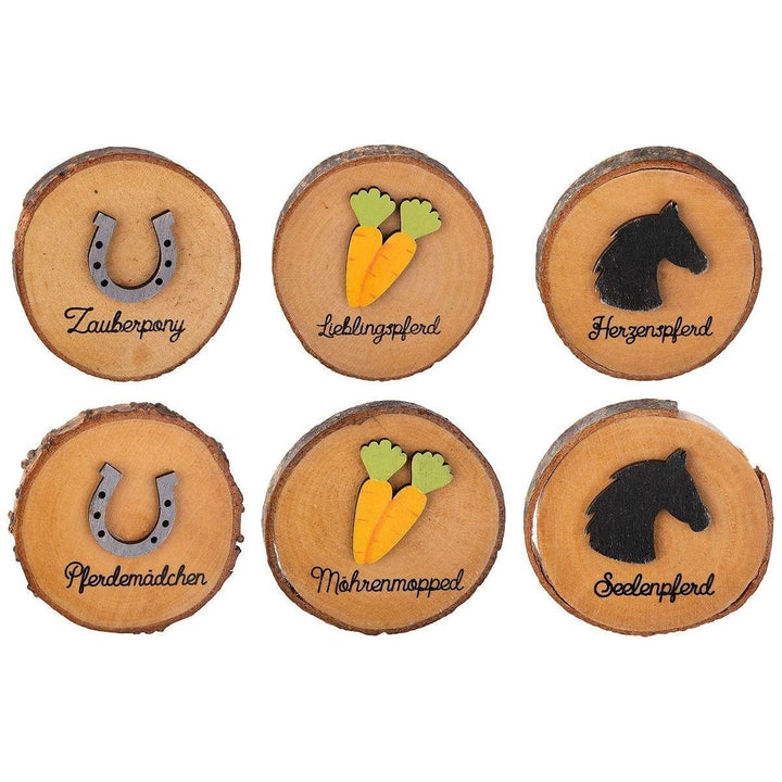 Gruß-Scheiben "Pferd" naturfarben, 3 verschiedene Symbole - Luxurelle-Shop