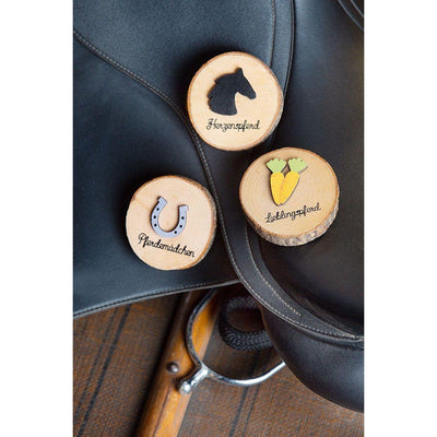 Gruß-Scheiben "Pferd" naturfarben, 3 verschiedene Symbole - Luxurelle-Shop