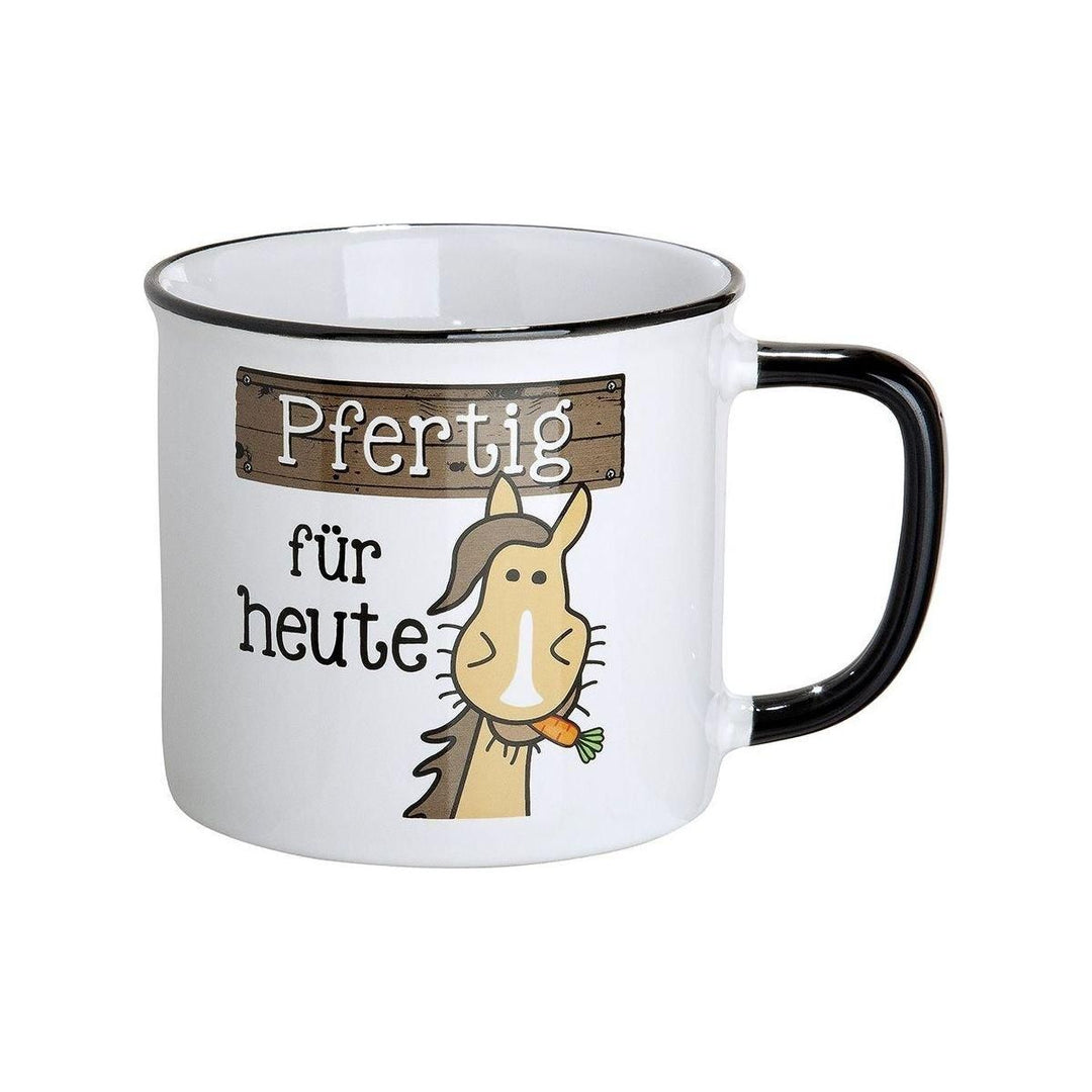 Keramik Tasse "Pfertig für heute" - Luxurelle-Shop