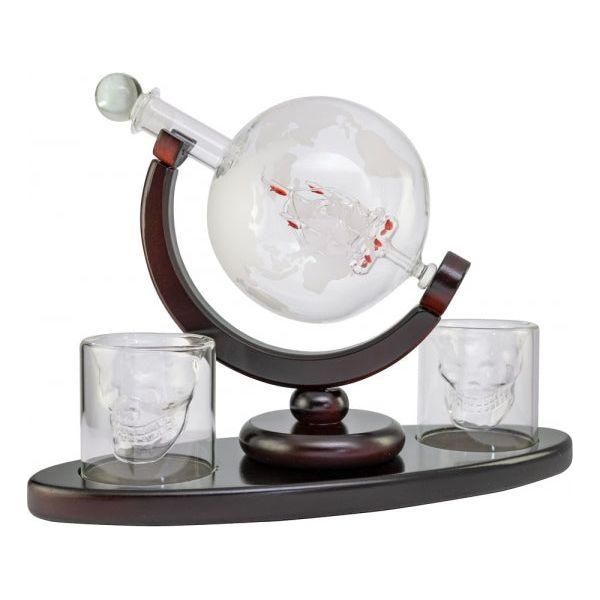 Kolben-Karaffe aus Glas mit Totenkopf Gläsern - Luxurelle-Shop