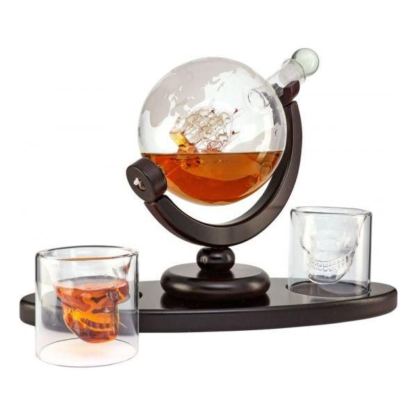 Kolben-Karaffe aus Glas mit Totenkopf Gläsern - Luxurelle-Shop