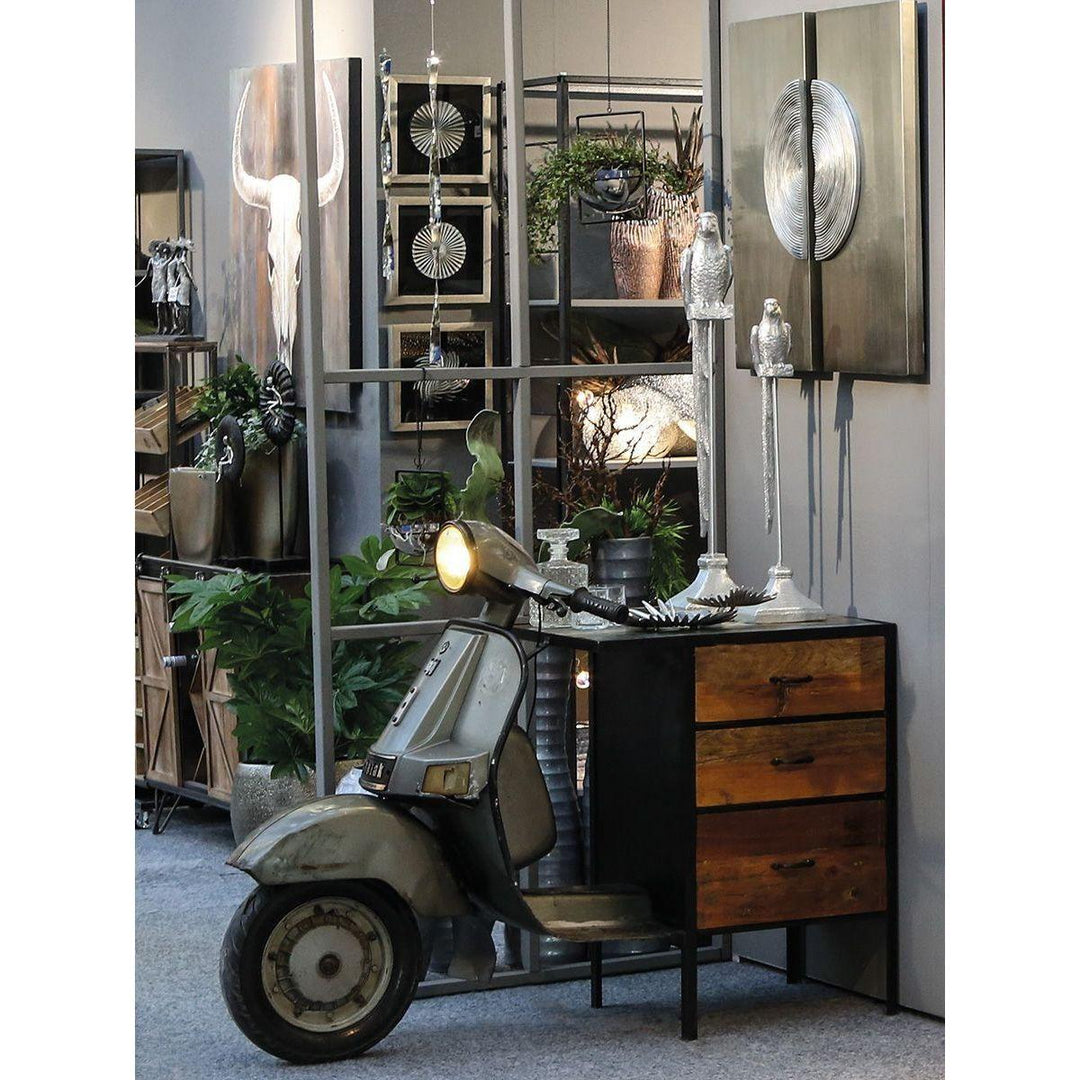 Kommode"Roller"Metall/Mangoholz - Luxurelle-Shop
