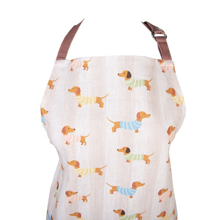 Küchenschürze Dapper Dog – stilvolle Schürze aus Baumwolle in Beige