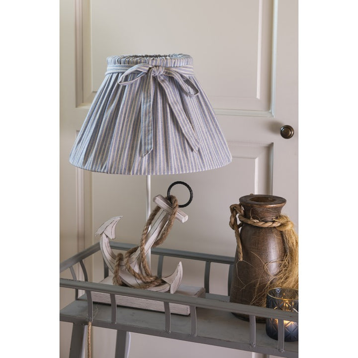 Anker Tischlampe – maritime Tischleuchte mit Lampenschirm aus Holz und Stoff in Beige
