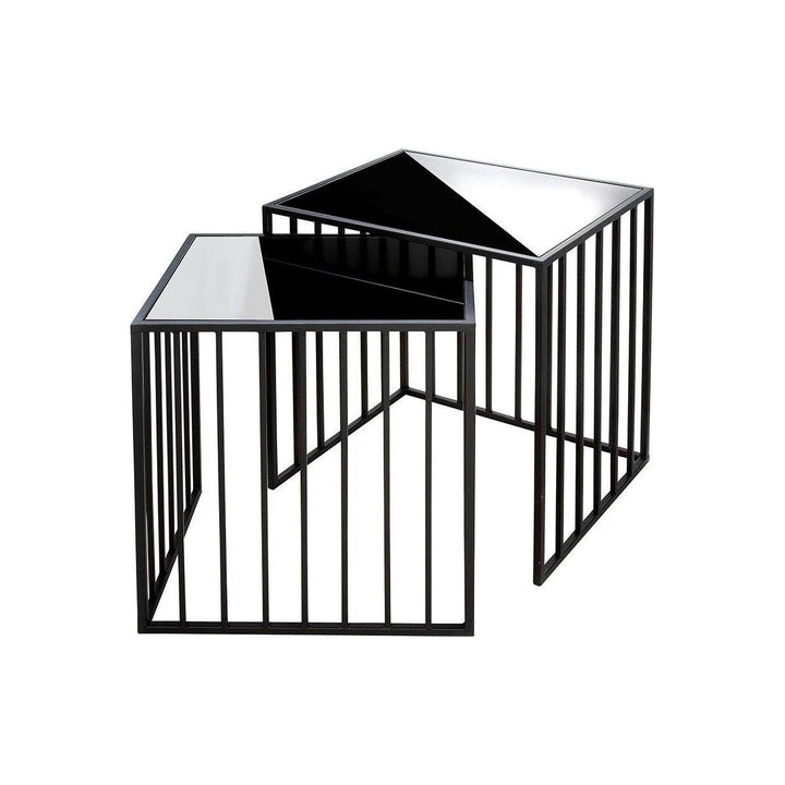 Metall Glas 2er Set Beistelltisch "Straight" rechteckig - Luxurelle-Shop