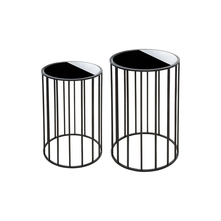 Metall Glas 2er Set Beistelltisch "Straight" rund - Luxurelle-Shop