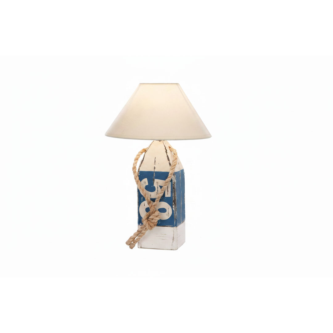 Leuchtfeuerlampe Boje „No. 8“ – maritime Tischlampe aus Holz im Vintage Stil