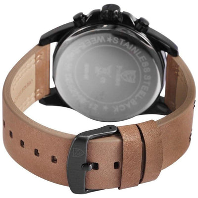 Pierrini Herren - Armbanduhr Echt Lederband Chronograph Quarz - Luxurelle-Shop