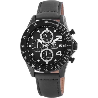 Pierrini Herren - Armbanduhr Lederarmband Chronograph Quarz - Luxurelle-Shop