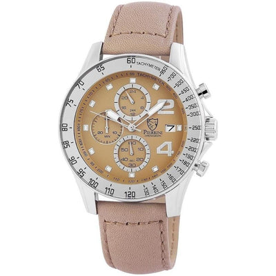 Pierrini Herren - Armbanduhr Lederarmband Chronograph Quarz - Luxurelle-Shop