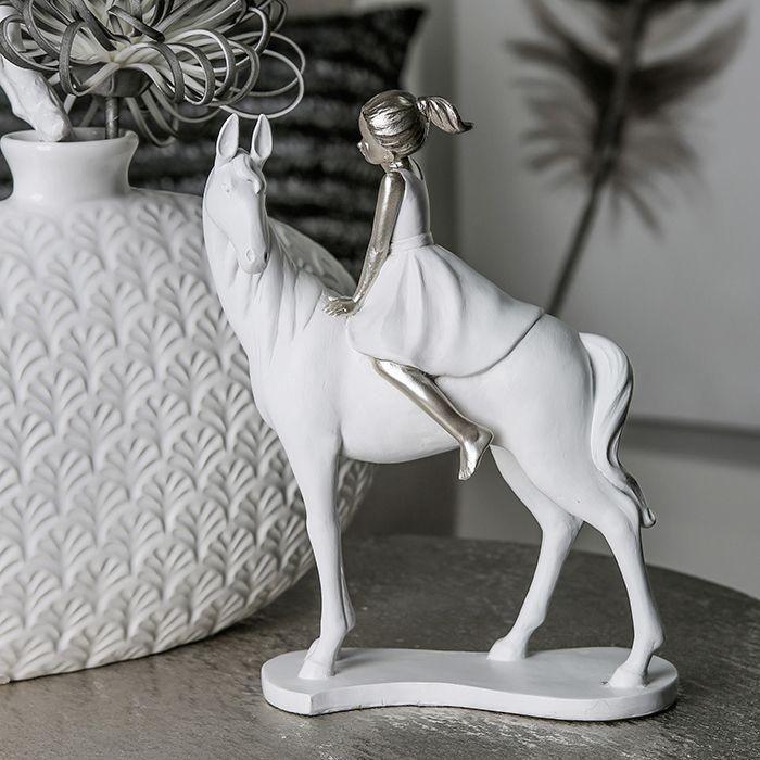 Poet Skulptur "Girl on Horse" weiss/silber - Luxurelle-Shop