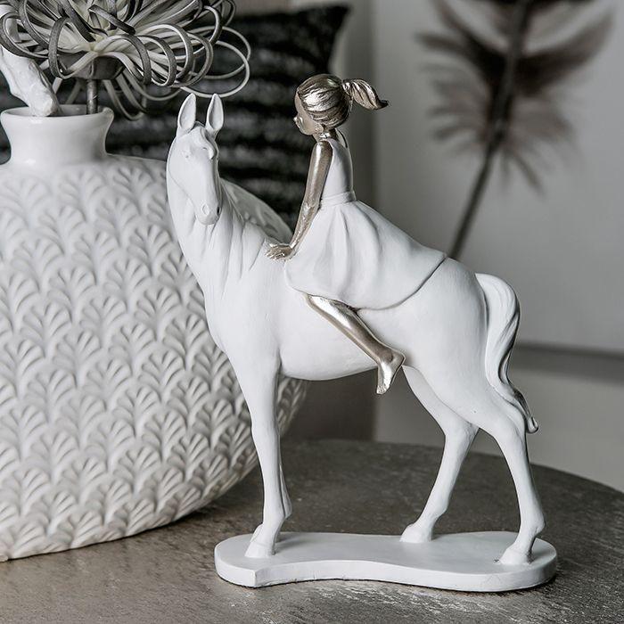 Poet Skulptur "Girl on Horse" weiss/silber - Luxurelle-Shop