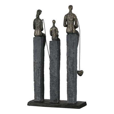 Poly Skulptur "Fishing" 3 bronzefarbene Figuren - Luxurelle-Shop