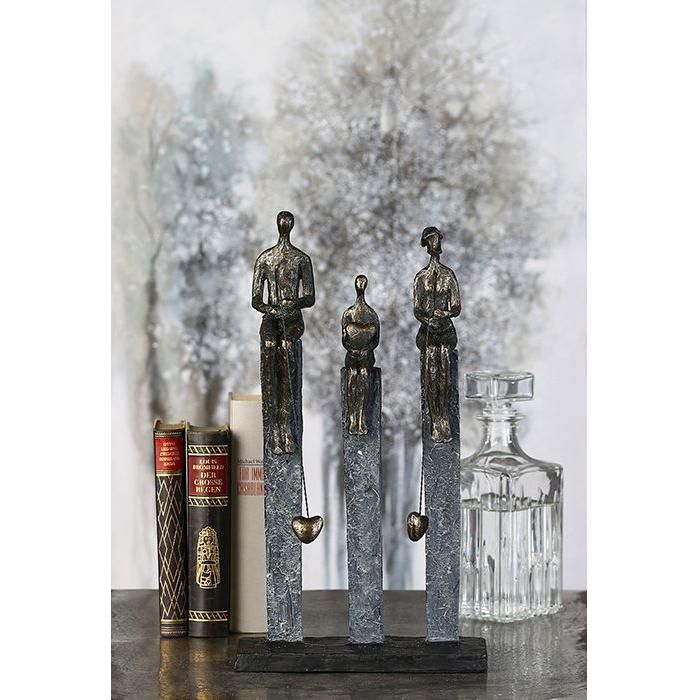 Poly Skulptur "Fishing" 3 bronzefarbene Figuren - Luxurelle-Shop