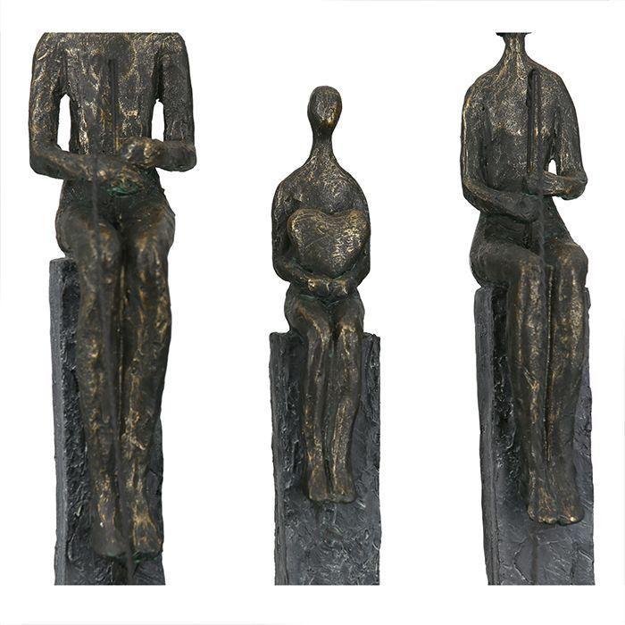 Poly Skulptur "Fishing" 3 bronzefarbene Figuren - Luxurelle-Shop