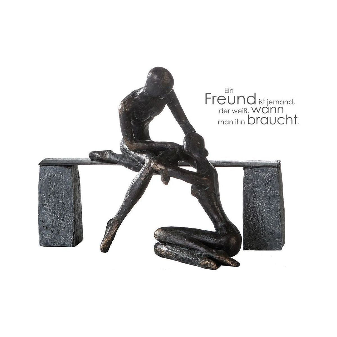 Poly Skulptur "Freundschaft" bronzefarben - Luxurelle-Shop