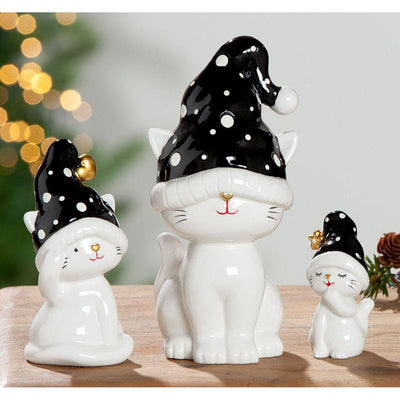 Porzellan Katze mit Mütze 3 tlg. in 3 Varianten - Luxurelle-Shop