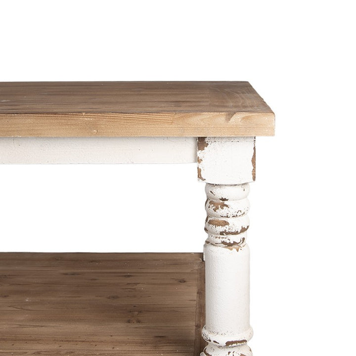 Präsentationstisch Vintage Braun Weiß 180 cm – stilvoller Holztisch mit drei Ebenen
