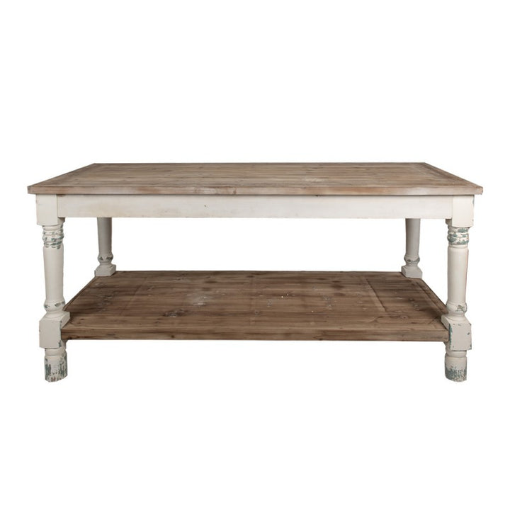 Präsentationstisch Vintage Weiß 180 cm – stilvoller Holztisch im Brocante Stil