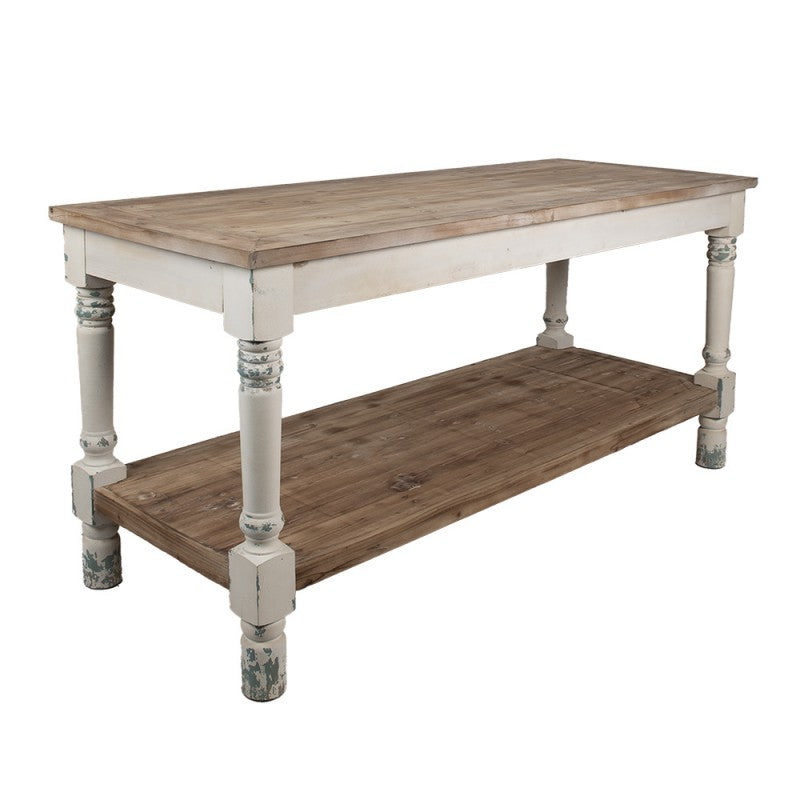 Präsentationstisch Vintage Weiß 180 cm – stilvoller Holztisch im Brocante Stil