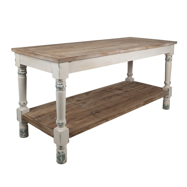 Präsentationstisch Vintage Weiß 180 cm – stilvoller Holztisch im Brocante Stil