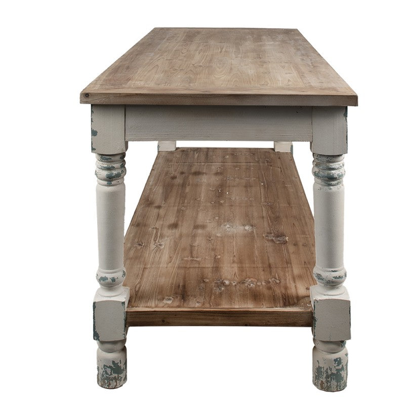Präsentationstisch Vintage Weiß 180 cm – stilvoller Holztisch im Brocante Stil