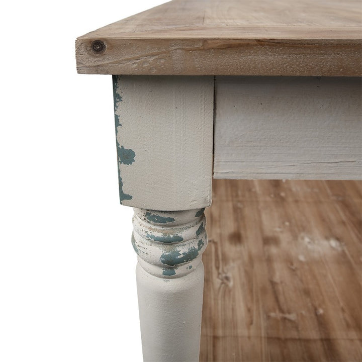 Präsentationstisch Vintage Weiß 180 cm – stilvoller Holztisch im Brocante Stil
