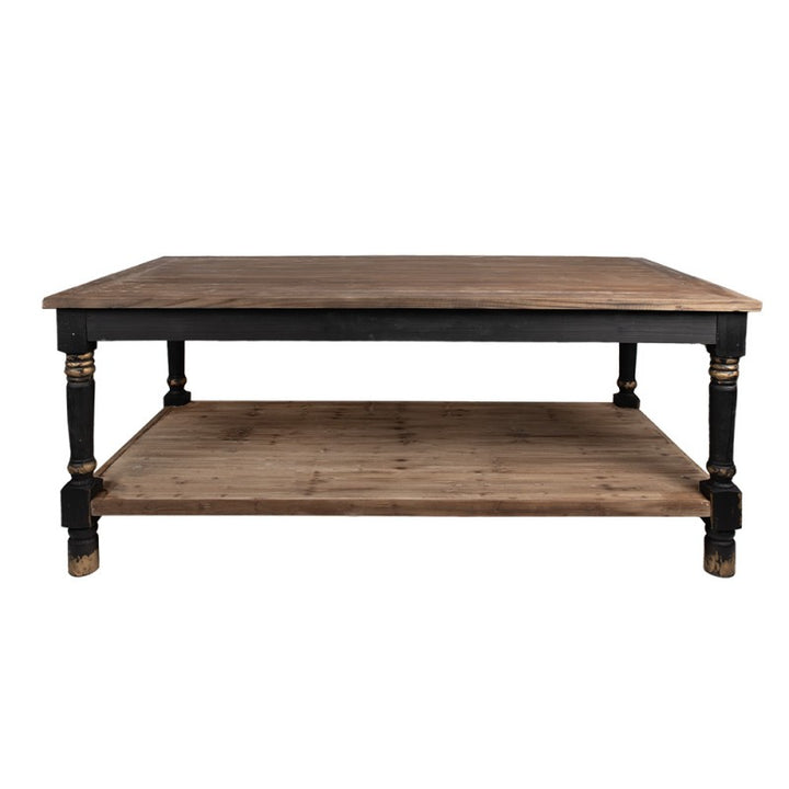 Präsentationstisch Schwarz 200 cm – stilvoller Holztisch im Brocante Stil